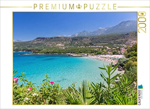 CALVENDO Puzzle Küstenromanze in Stoupa zu Füßen des Taigeto-Gebirges 2000 Teile Puzzle quer | Lege-Größe cm Foto-Puzzle für glückliche Stunden