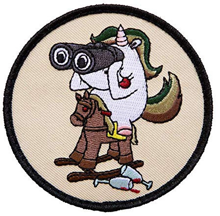 Café Viereck ® Bundeswehr Aufklärer Einhorn Fun Patch Gestickt mit Klett - 8 cm