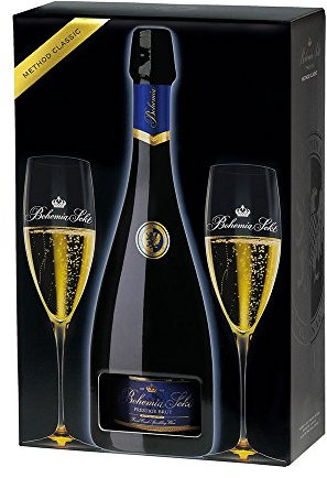 Bohemia Sekt Prestige brut - Geschenkset mit Original Sekt Gläser | Ideal zum Verschenken (1 x 0,75 Liter)