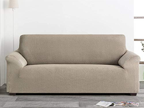 Lanovenanube Belmarti – Sofabezug Milan – PatternFit – 4 Sitzer – Farbe Elfenbein 3 Plätze Leinfarben