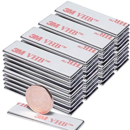 Neodym Magnet Selbstklebend Flach Mini Magnete 30x10x1mm Quader - Bastelmagnete Magnetquader Stark Dünn - Mit 3M Klebepads Quadermagnet 30mm x 10mm x 1mm - 2,5 Kg Stark [40 Stück]