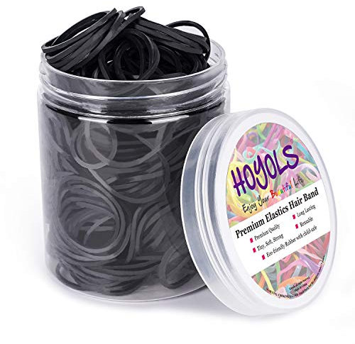 1 1/2” Inches Large Elastics Rubber Bands for Black Hair Ties Braiding Ponytail Holders Plastic Rubberbands for Women Girls Black Hair Crafts Office Supplier Money No Damage for 400pcs (L) by HOYOLS