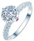 Beydodo Trauringe aus Weißgold 750, Weißgold Ringe Hochzeit 4-Steg-Krappenfassung mit 0.3ct Brilliant Diamant Verlobungsring Große 68 (21.6)