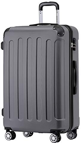 BEIBYE Zwillingsrollen Hardcase Reisekoffer Koffer Trolleys Hartschale in XL-L-M in 14 Farben (Businessgrau, Mittler Koffer (66cm))