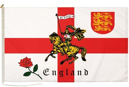 DuraFlag St George Charger Flag Premium Quality Flags With Rope & Toggle Fittings Reinforced Stitching 150gsm Suitable For Flagpoles (5ft x 3ft (150cm x 90cm))