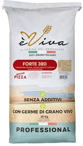 Agricola Piano – Forte 320 | Weichweizenmehl Typ 550 25 kg - Italienisch für zeitgenössische Pizza - Starkes Mehl - Ohne Zusatzstoffe - 100% natürlich - Mit lebendem Weizenkeim - Hohe Hydratation