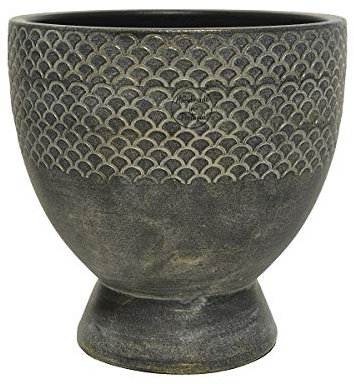 Vase Bodenvase Blumentopf Übertopf Pflanztopf Terrakotta Braun Gold Höhe 24 cm