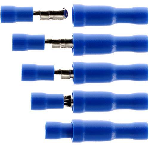 100-tlg Rundstecker & Hülse Blau Kabel Steckverbinder Stoßverbinder Kabelschuhe Stecker