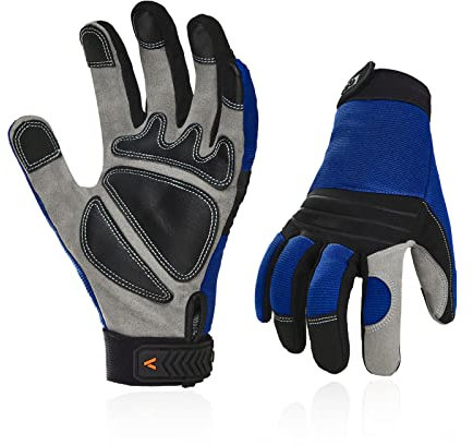 Vgo... 3 Paare Arbeitshandschuhe aus Spandex,Synthetik und Kunstleder, extra Palmenschichten für Lager, Handwerk und Mechanikarbeit (SL7621)