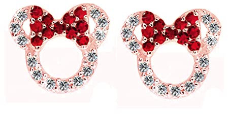 Baobei Minnie Maus Ohrringe für Frauen, Sterling Silber hypoallergen Ohrstecker, Kubikzircons Amethyst Weiß Rosa Blau Gold Kristall offen Mickey Mouse Ohrstecker Geschenk für Mädchen Kinder