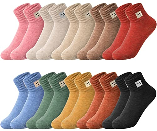 Eurzom 10 Pairs Women Sock Cute Cotton Crew Ankle Gift,Smile