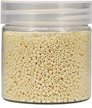 Bala&Fillic 2mm Runde Perlen zum Auffädeln 10000pcs/110 Gramm in Box,12/0 Beige GlasPerlen kleine Rocailles Perlen für Machen Schmuck Ohrring Armbänder Halskette (Beige)