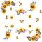 Wandtattoo Aquarell-Sonnenblumen Wandaufkleber Blüten Gelb Wandsticker Sonne, Blume, Schmetterling Wohnzimmer Schlafzimmer Sofa Hintergrund