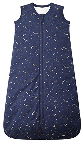 Owlivia Bio-Baumwolle Baby Schlafsack 2.5 Tog Jungen Mädchen Schlafsack, Tragbare Baby-Decke mit 2-Wege-Reißverschluss (2.5 Tog Blaue Sterne, 12-18 Monate)