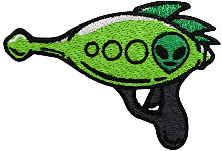 Finally Home Patch zum Aufbügeln - Alien Gun | Ufo Patches, Weltraum Bügelbild, Astronaut Aufbügler, Nasa Aufnäher