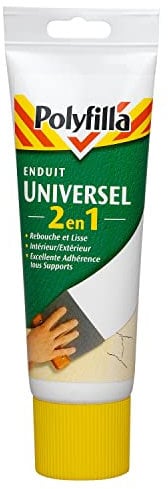 Polyfilla Enduit Universel 2 en 1 - Rebouche et Lisse Tous Supports - Intérieur et Extérieur - Pâte tube 330 G