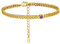 Bracelet de Cheville Améthyste Plaque Or Femme Zirconium Maille Chaine de Pied Acier Inoxydable Gourmette 4 mm 22 cm Plage Fille Ete Amitié-Doré-Vacance Piscine Mariage Valentin