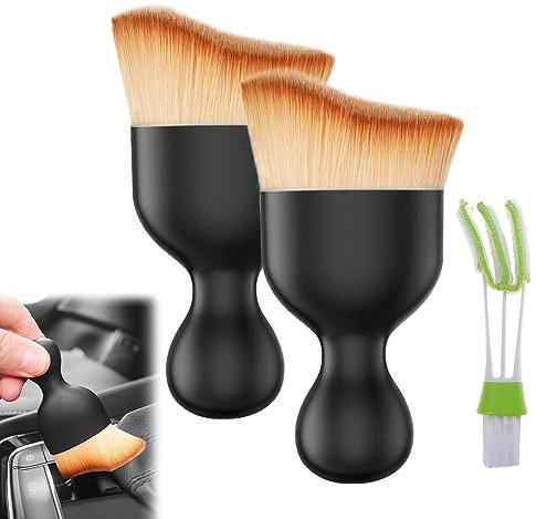2Pcs Brosse Douce de Nettoyage D'intérieur de Voiture, Brosse Nettoyage Voiture, Pinceau Detailing Auto, Pinceaux Nettoyage Voiture, Brosse à Détails Automatiques, pour Nettoyer Voiture Intérieur
