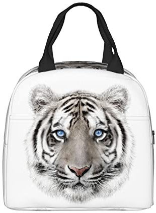 BAAROO Fiambrera de tigre blanco, bolsas de almuerzo aisladas para niños y mujeres, bolsas de almuerzo reutilizables, perfectas para la escuela, camping, senderismo, picnic, bea