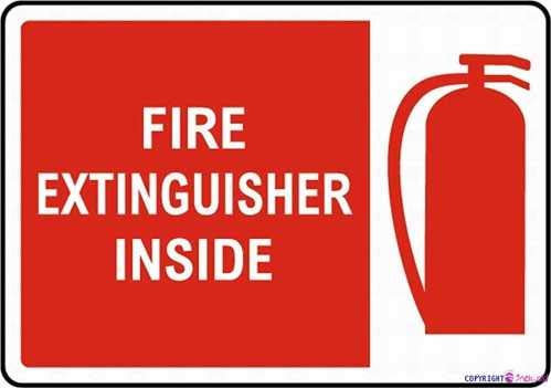 JINKAIRUI Street Sign Warning Plaque Fire Extinguisher Inside Metal Tin Sign Wall Art Decor Safety Warning Signs for Outdoor & Indoor Office Sign 8 X 12 Inch
