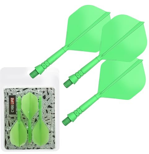 CyeeLife Dartschäfte und Dart Flights aus einem Stück Dartpfeile Zubehör Dart shafts und Flights,Dart zubehör,3er-Set (Grün-2BA)