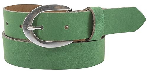 fashionchimp Basic Damengürtel aus 100% echtem Leder, glänzende Gürtel-Schließe, Breite ca. 2,8cm, Made In Germany (Grün-Althea, 95/BW80)