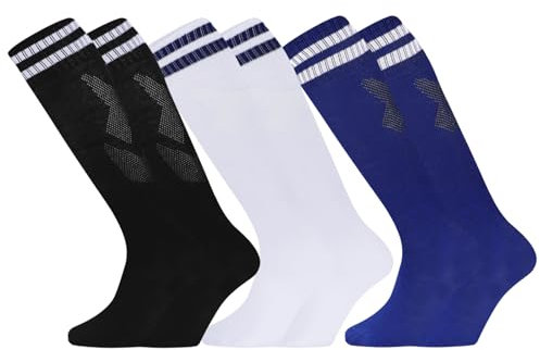 Hileyu 3 Paia Calzettoni Calcio Bbambino,Calze Calcio Antiscivolo Unisex,Calze Sportive Calze Allenamento per Ragazzi e Ragazze 5-12 Anni per L'allenamento di Calcio Basket Corsa Sport