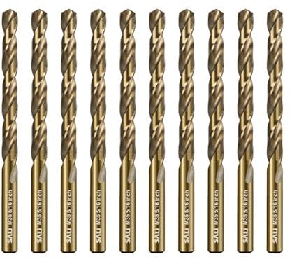SALI 10 Stücke M35 HSS Cobalt Bohrer Set mit Spiralbohrer 8mm HSS-Co Stahlbohrer Eisenbohrer Metallbohrer Set für Holz, Metall, Kunststoff, Aluminium, Hartplastik, Edelstahl