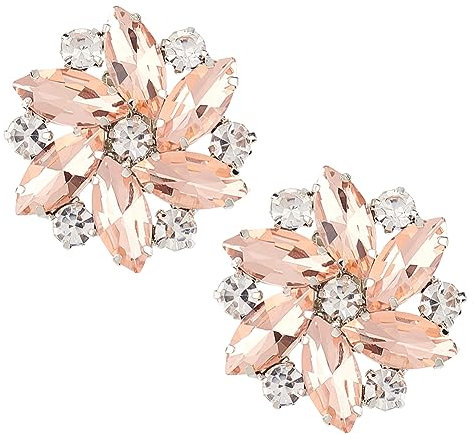 FINGERINSPIRE 2 Stück Strass Kristall Schuhclips Abnehmbare Paar Schuhschnallen Padparadscha Strass Schuhanhänger Blumenform Schuhe Schmuck Dekoration Für Damen Braut Pumps Absätze Schuhe