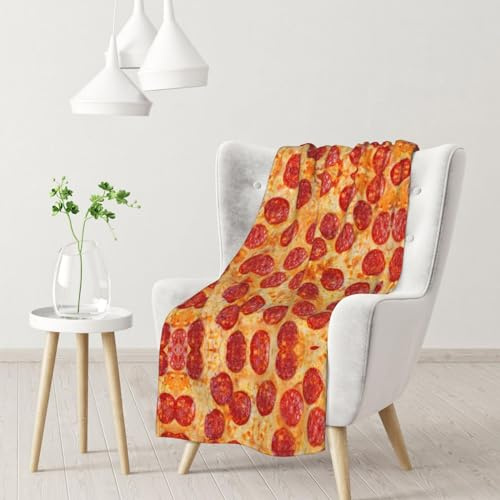 BUULOO Flanell 3D Pizza Pepperoni Decke 76 x 102 cm, Ganzjahres-bedruckte Decke, weich und bequem, Anzug für Bett, Sofa, Auto, Stuhl, Büro, Camping.