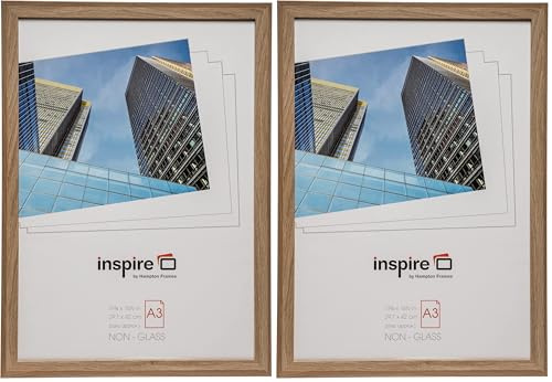 Hampton Frames SORBONNE A3 (30x42cm) Oak Effect Picture Poster Photo Frame Acrylic (Non-Glass) SORA3NG - 1PK (Pack of 2)