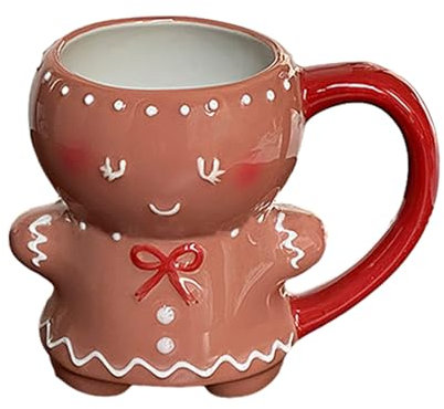 Dubbulon Gingerbread Man Mug - Gingerbread Man Coffee Mugs | 600ml Funny Cup with Handle | Cartoon Cute Ceramic Cup | Ceramic Cup for Tea Coffee Funny for Family Friends