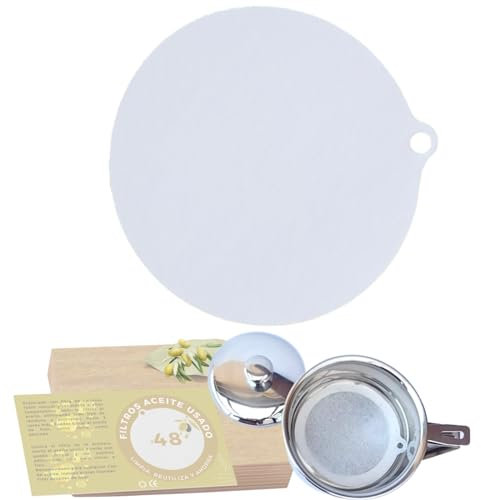 Filtros de Papel Aceite Cocina. PACK con 48 Coladores Aceite Usado de 8.5cm, Ideal para Aceiteras y Graseras, Filtro Escurridor Aceite Usado
