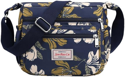 FAVORTALK Nylon Crossbody Bags for Womens Multi Pocket Casual Waterproof Crossbody Handbags Large Multi Pocket Casual Travel Bag Messenger Bags for Shopping Hiking Daily Use Cross Over Bags - B39823