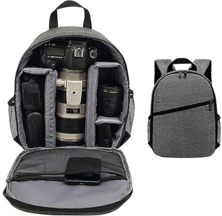Sac à dos pour appareil photo - Sac à dos Dslr étanche avec fermeture éclair - Sac à dos de voyage pour appareil photo - Sac de voyage pour appareil photo avec double sangle - Grandes poches pour