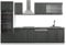 Vicco Küchenzeile R-Line, Anthrazit Landhaus/Weiß, 300 cm mit Hochschrank, AP Eiche