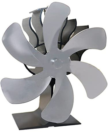BaoFufc - Ventilador de estufa de leña con detección automática con termómetro, ventilador eficiente para estufa de pellets de gas, alimentado por calor, eléctrico de madera, plateado