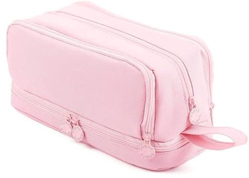 Trousse à Crayons, Grande Trousse à Crayons, Trousse à Crayons pour Filles, Trousse à Crayons de Grande Capacité à 4 Compartiments pour Enfants et étudiants, école Bureau Maquillage, Rose