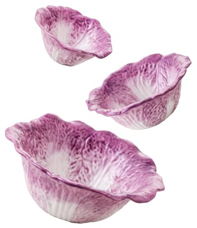 KXZ Ceramic Mixing Bowls Set, Nesting Bowls Set of 3 For Kitchen - 60oz, 16oz, 5oz Prep Serving Bowl Set for Entertaining, Baking and Mixing Salad, purple