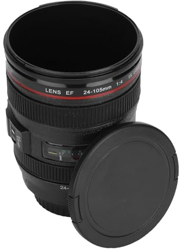 Grcfumo 400 ml Kameraobjektiv-Kaffeetasse, Objektiv-Reisebecher, Objektiv-Reisebecher mit Deckel für Camping, Picknick, Weihnachten, Geburtstag