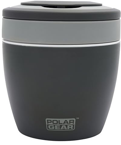 Polar Gear Microwavable Food Containers with Fold Away Cutlery, Polypropylene, 500 milliliters, Grey