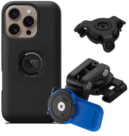 Quad Lock Motorcycle Brake Fluid Jar Phone Holder with Vibration Damper and MAG Case for iPhone 16 Pro