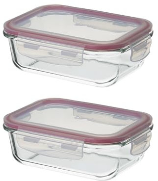 LOLAhome | Set 2 o 4 Fiambreras Cristal con Tapa | Recipiente Hermético para Alimentos | Organizador Cocina Nevera y Frigorífico | Envase Apto Microondas