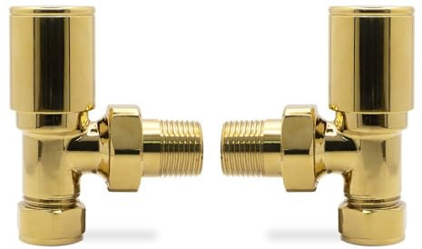 Angled Bright Gold Manual Standard Radiator Towel Rail Valves