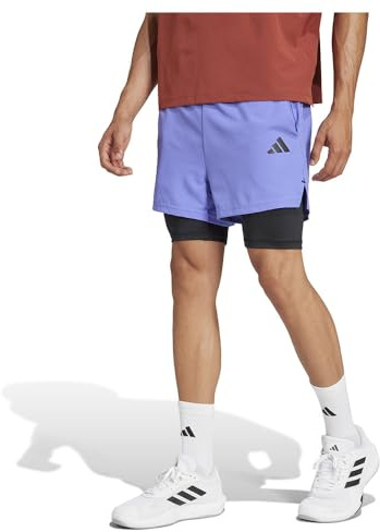 adidas Men's Gym+ 2-in-1 Shorts Semi Cobalt Blue/Black S