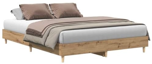 vidaXL Bettgestell ohne Matratze Artisan-Eiche 140x200cm Holzwerkstoff, Bettrahmen, Bett, Palettenbett, Schlafzimmermöbel, Doppelbett, Plattenbett