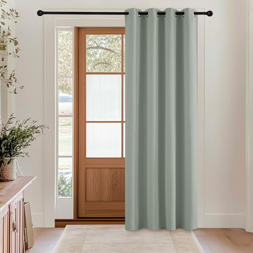 KGORGE Türvorhang Blickdicht Vorhang 230cm Lang Thermovorhang Hitzeschutz | Salbeigrün, 1 Stück, H 230 x B 140 cm, Verdunkelungsvorhang mit Ösen, Blackout Curtain, Sonnenschutz, für Wohnzimmer