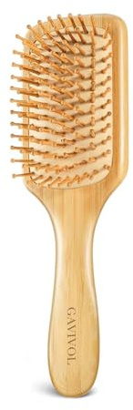 GAVIVOL Bamboo Hair Brush for Hair Growth Detangler Brush Wooden Paddle Hairbrush with Bamboo Bristles for Scalp Massager Hair Brushes for Women Handle Pointed Bristle Travel Hair Brush for Fine Hair