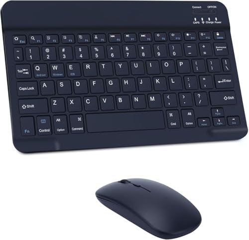Clavier Souris sans Fil Combinés, Clavier sans Fil Silencieux, Rechargeable, Ultra-Mince et Portable,Ergonomique Clavier et Souris pour iPad/PC/iOS/Android/Windows, Laptop