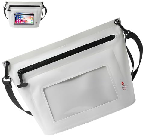 Dwafill Wasserdichte Beutel Schwimmen, 6L Wasserfest Tasche, Wasserfeste Bauchtasche für Surfen, Flusssuche, Rafting, Klettern, Wandern, Erkunden (Weiß)